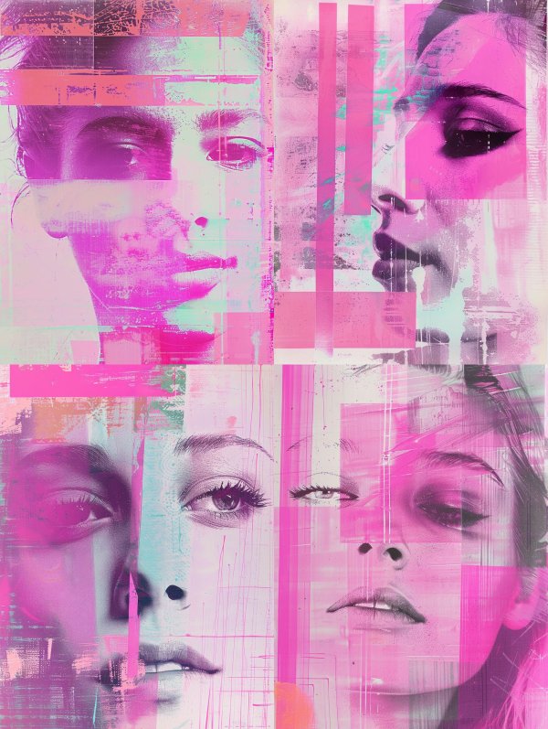 Neon Glitch Portrait Collage