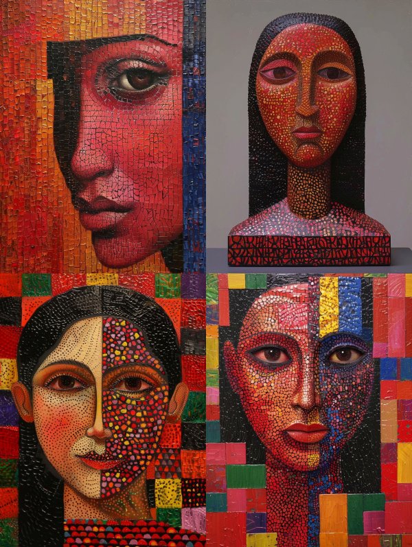 Crimson Mosaic Gaze