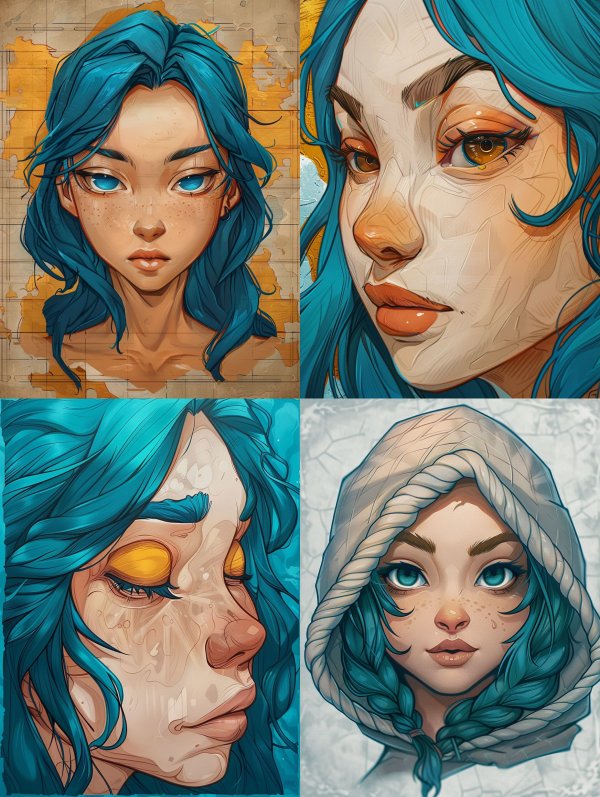 Azure Tresses on Aged Parchment