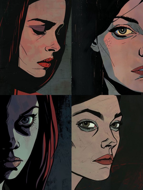 Noir Crimson Graphic Portrait