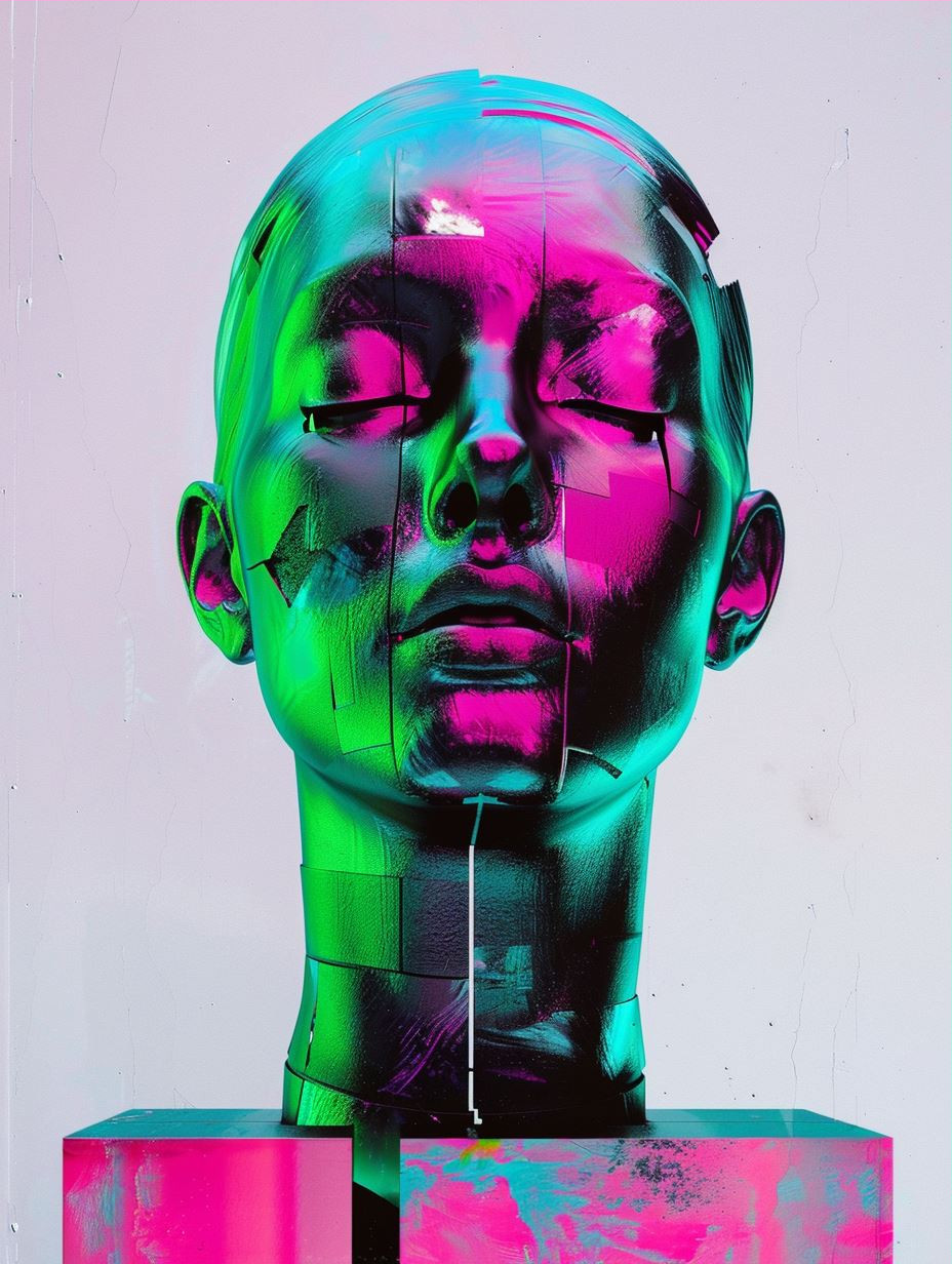 Neon Liquid Chrome Portrait