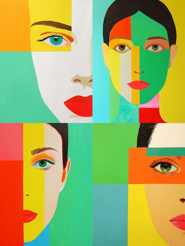 Vibrant Geometric Pop Art Portrait