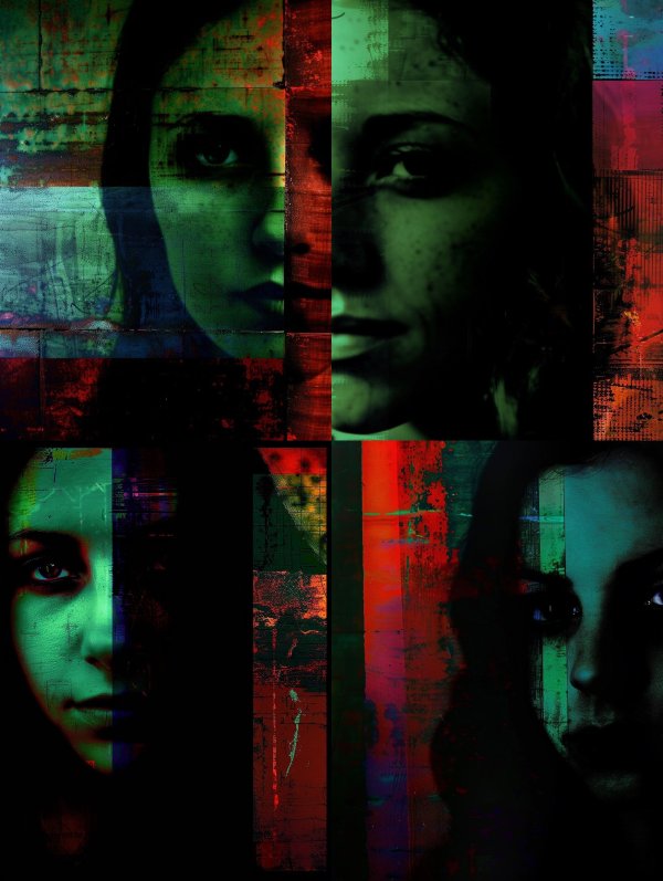 Fragmented Gaze in Neon Rust