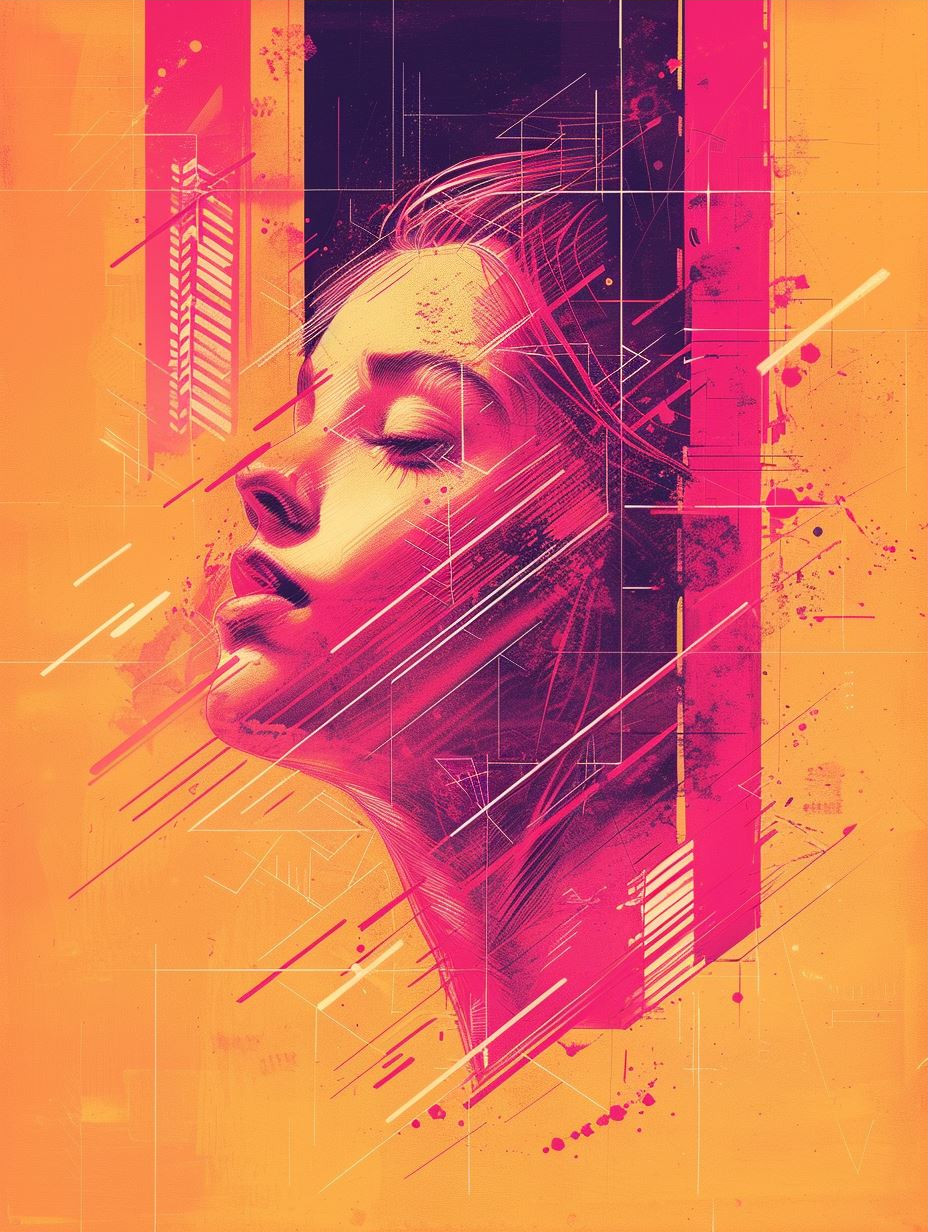 Neon Glitch Portrait Synthesis