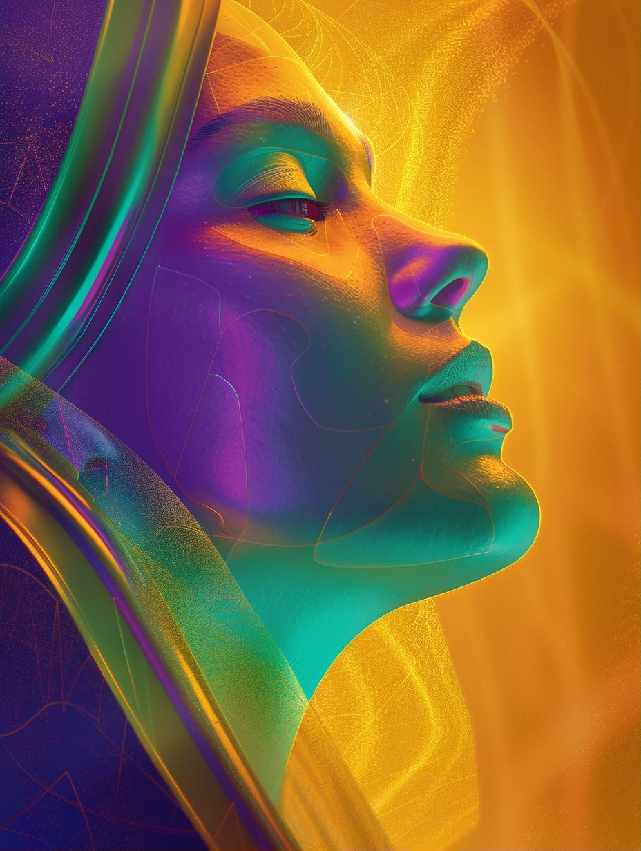 Neon Ethereal Cybernetic Portrait