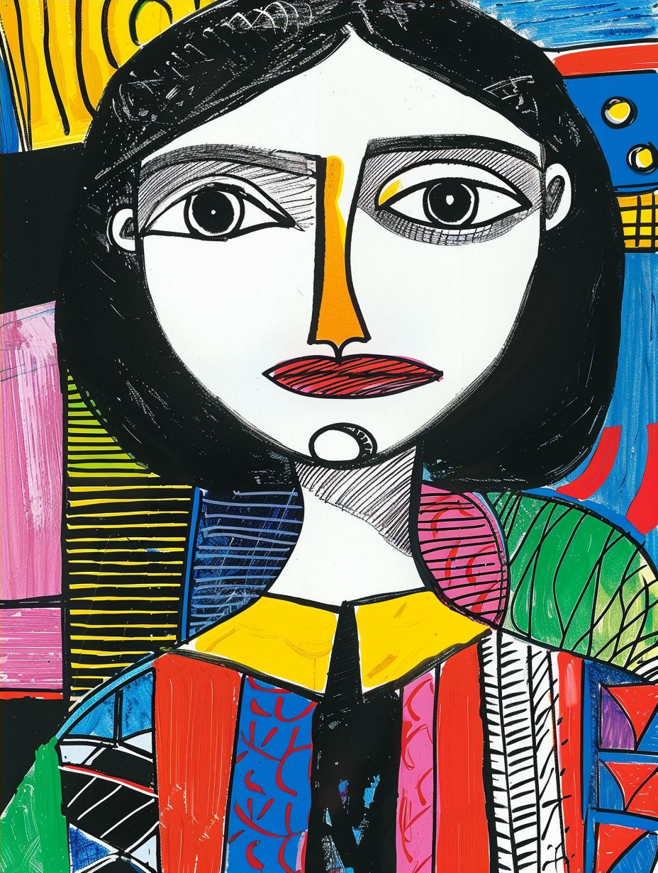 Vibrant Neo-Expressionist Abstract Portrait