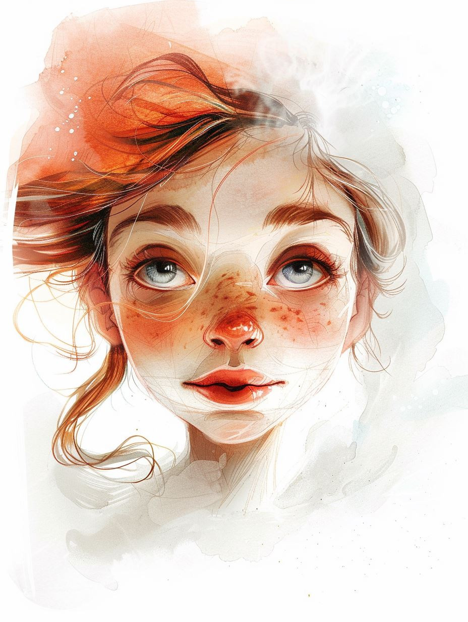 Ethereal Red-Haired Dreamer Portrait