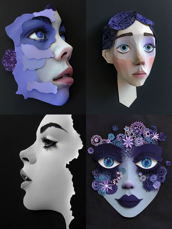 Fragmented Violet Surrealist Portrait