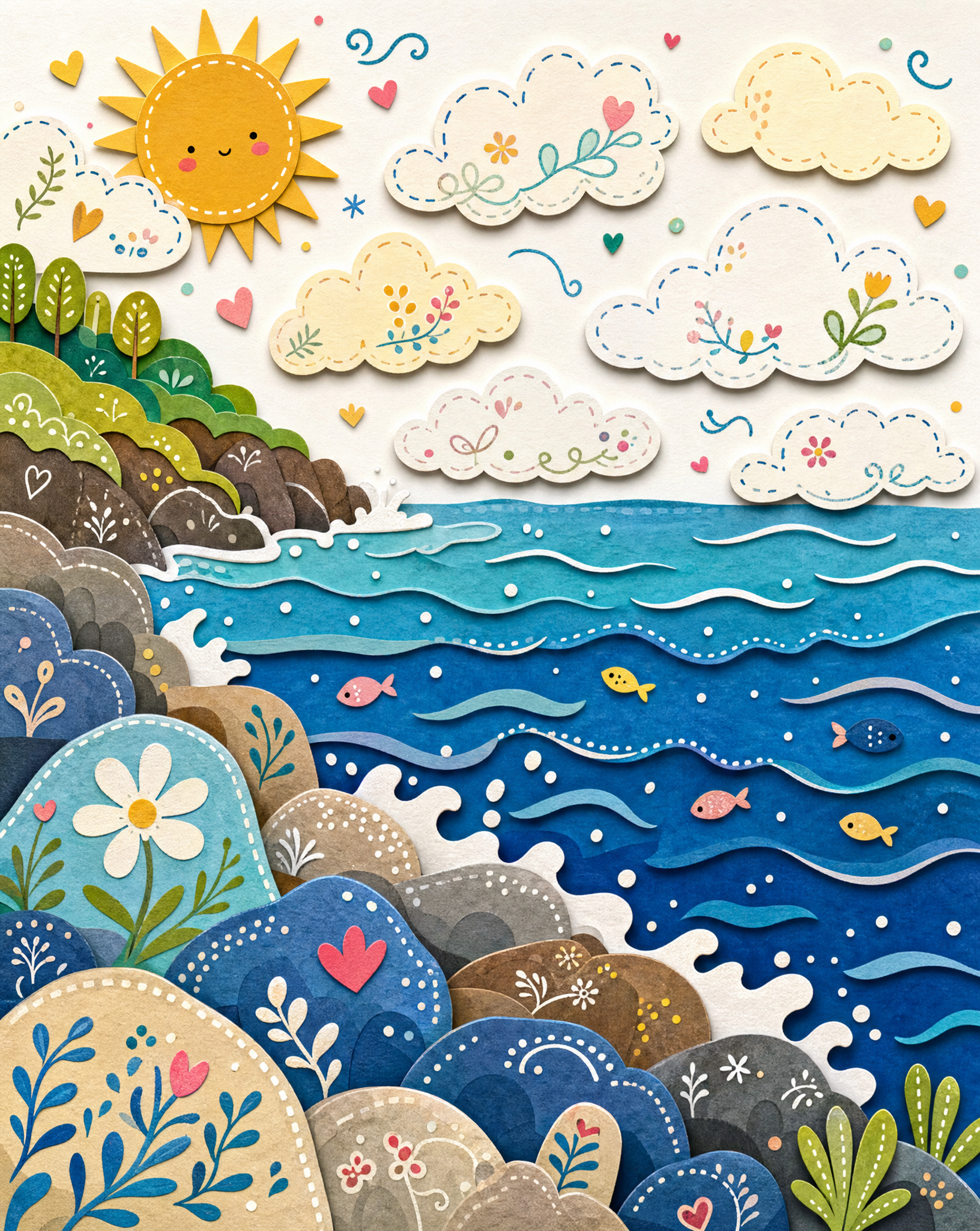 Reimagine the entire image as one cohesive Decorative Fol...
