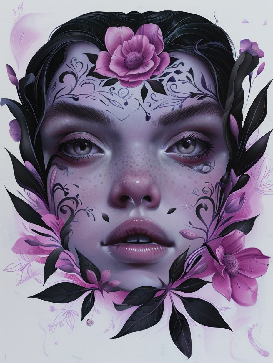 Ethereal Violet Floral Portrait