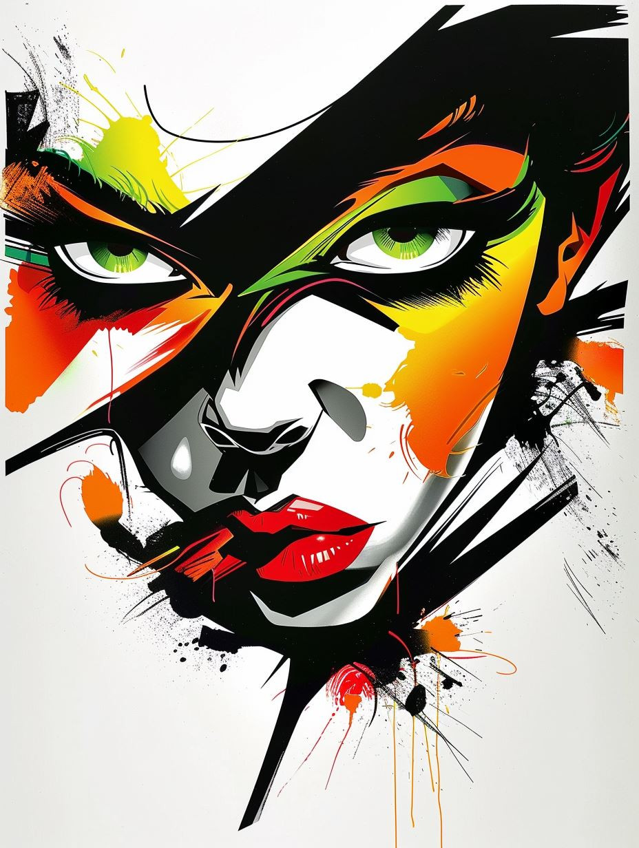 Vibrant Geometric Pop Art Portrait