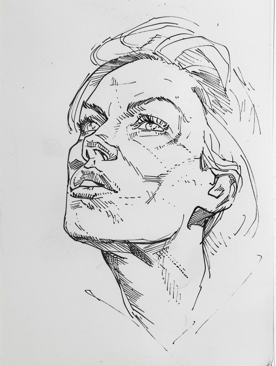 Vintage Ink Portrait Study