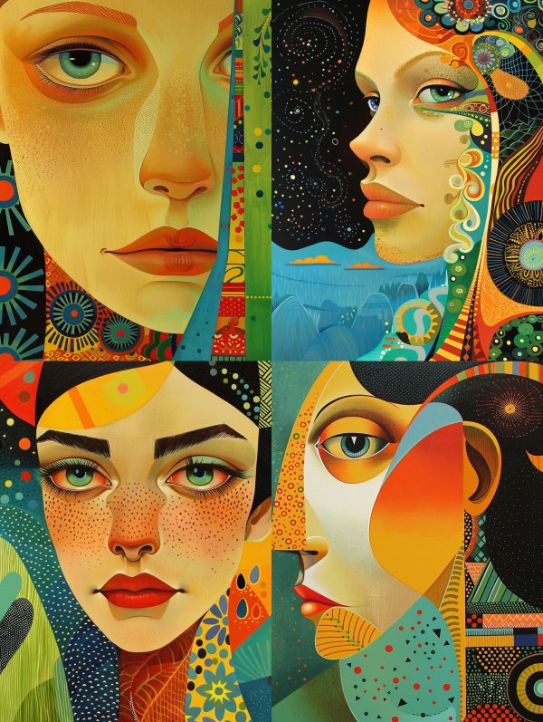 Vibrant Geometric Portrait Study