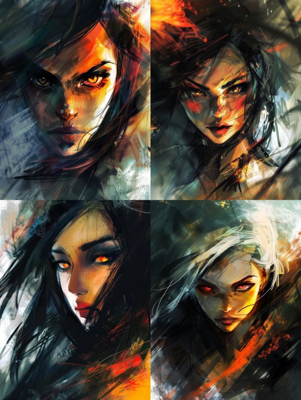 Fiery Gaze Digital Expressionism