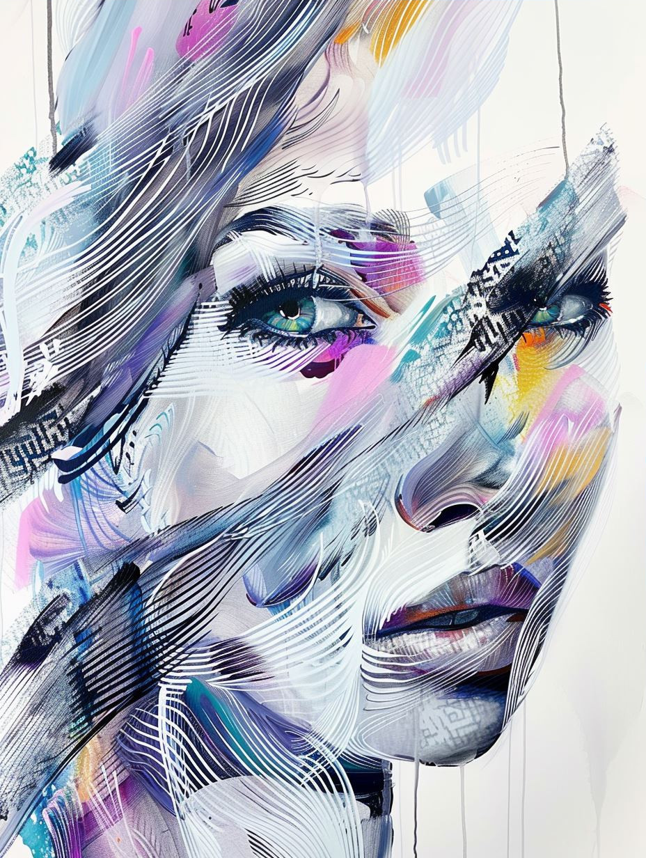 Abstract Neon Portrait Fusion