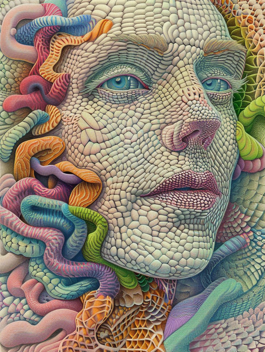 Prismatic Serpent Skin Portrait