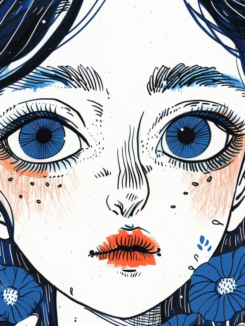 Electric Blue Ink Portrait