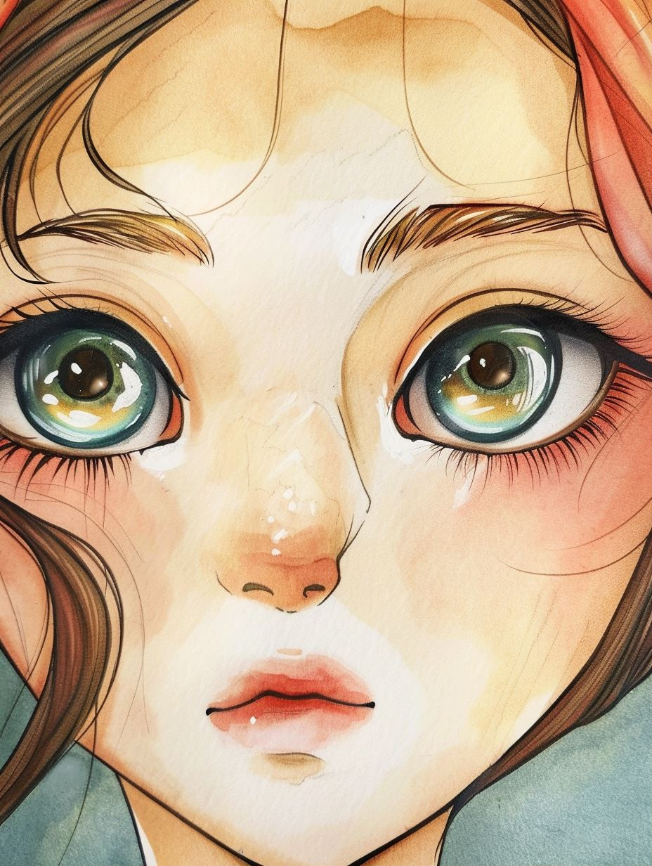 Ethereal Watercolor Gaze Portrait
