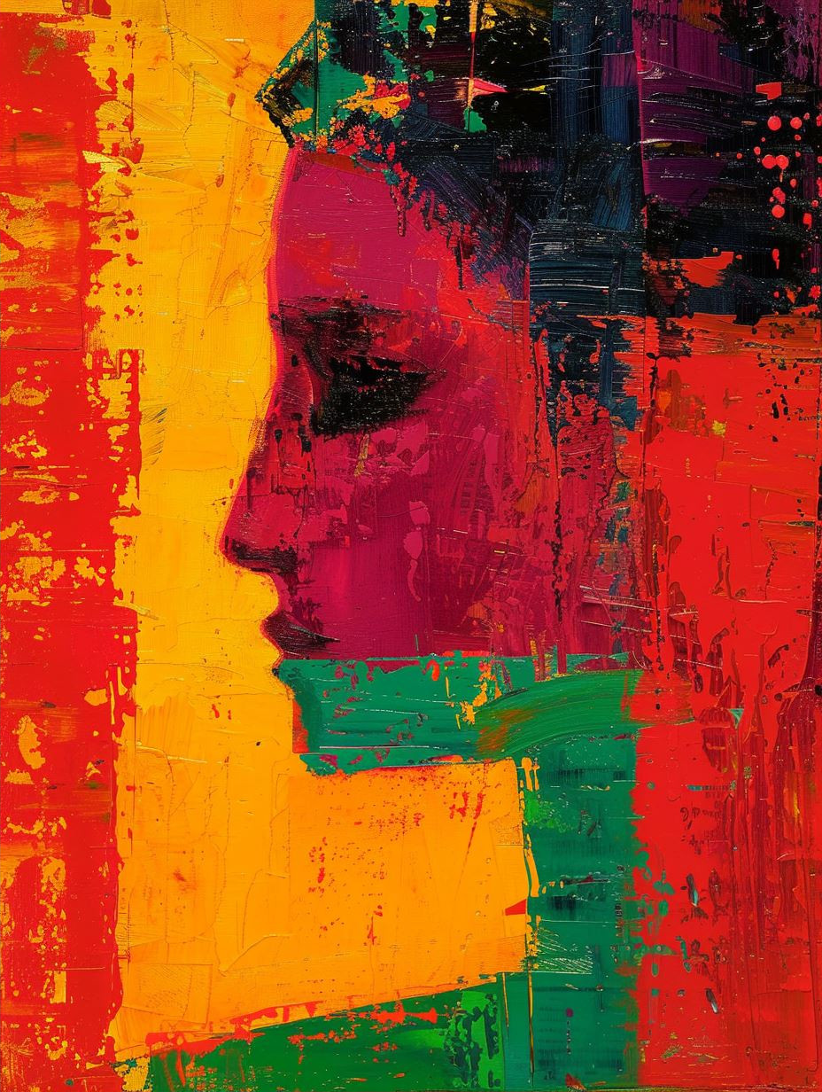Vibrant Abstract Portrait in Crimson