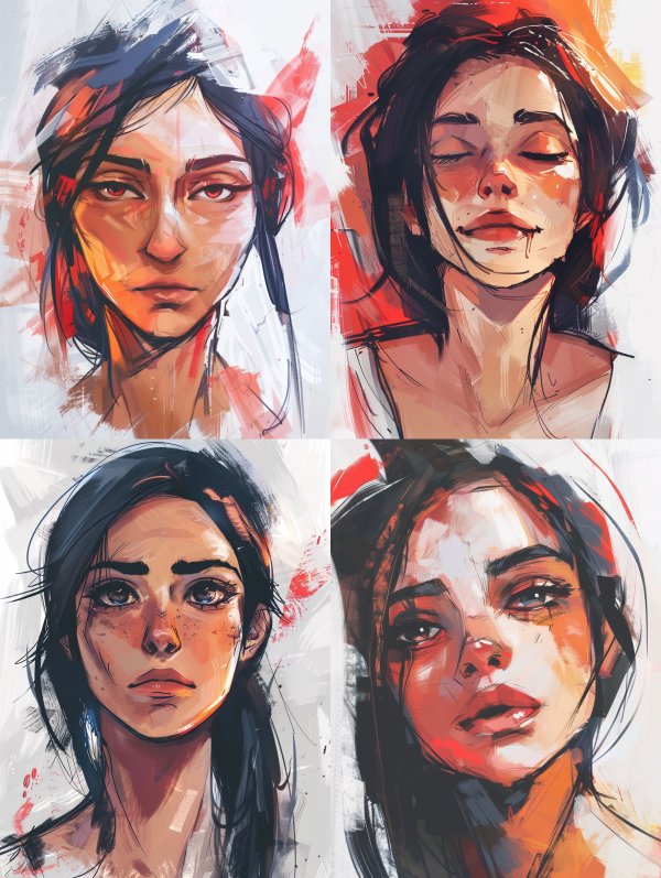 Abstract Crimson Gaze Portrait