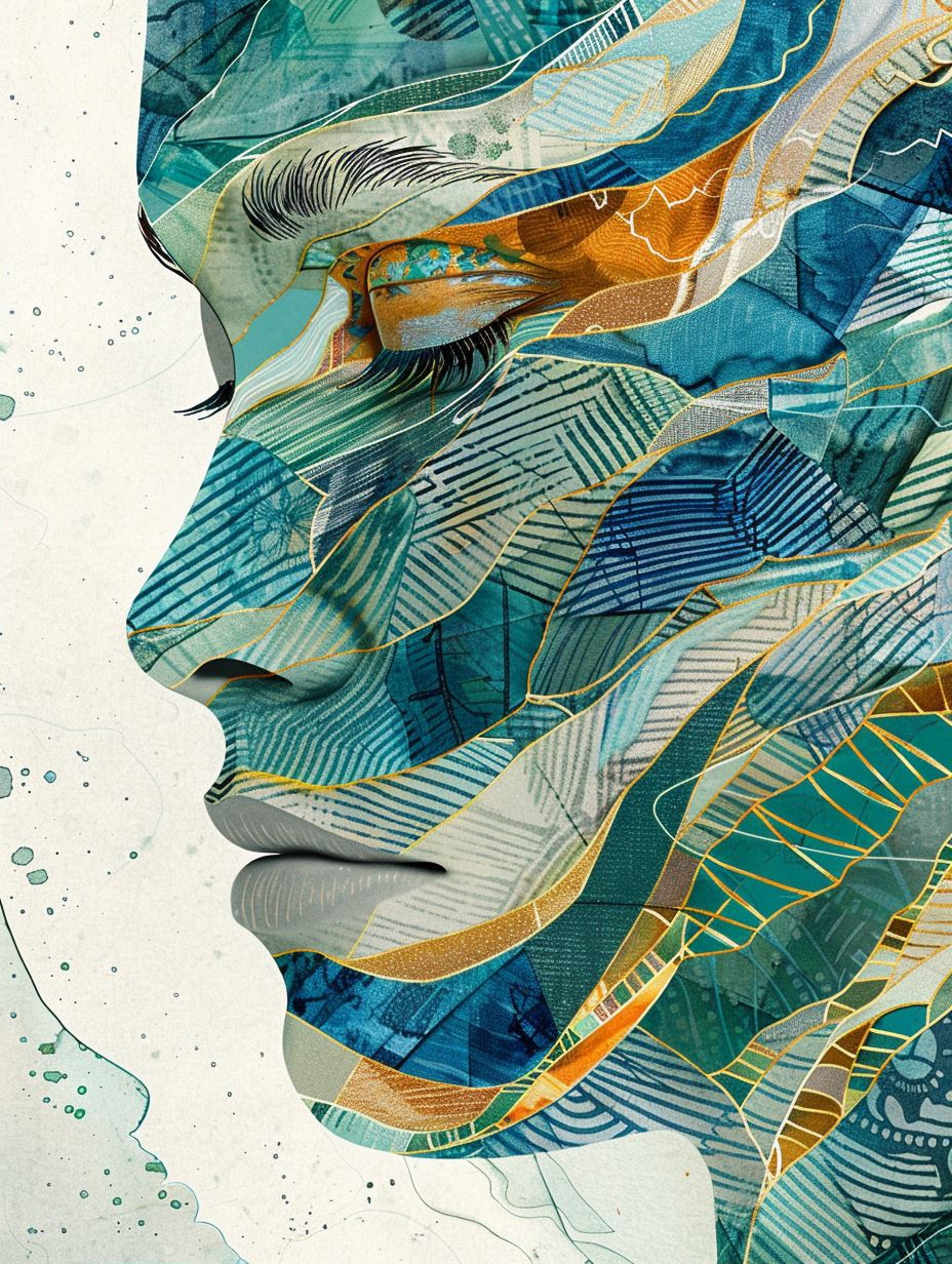 Fragmented Azure Geometric Portrait