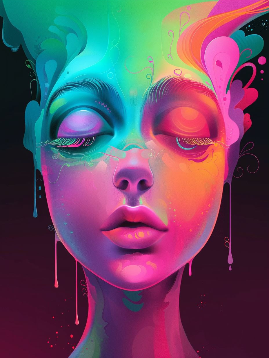 Neon Prism Ethereal Portrait