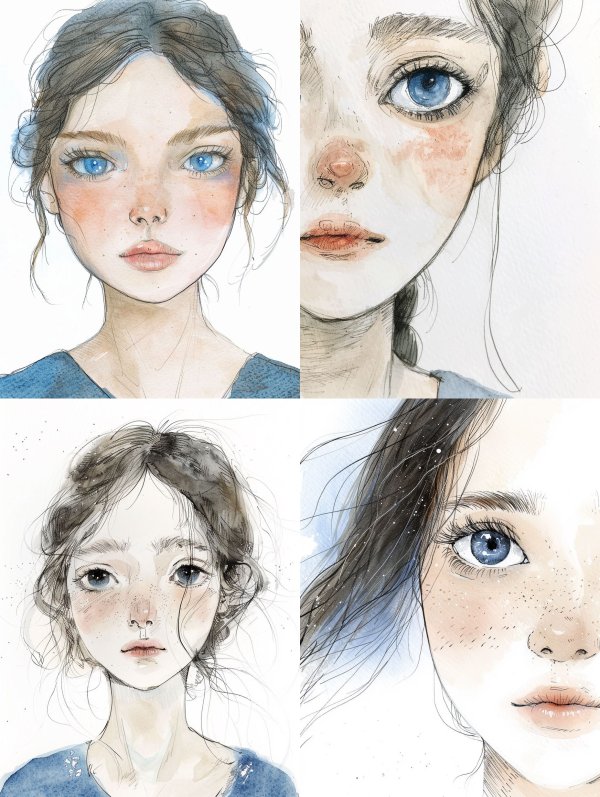 Ethereal Watercolor Portrait Studies
