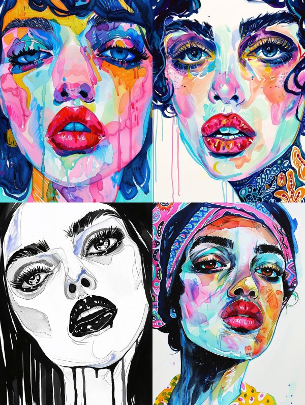 Vibrant Watercolor Portrait Fusion