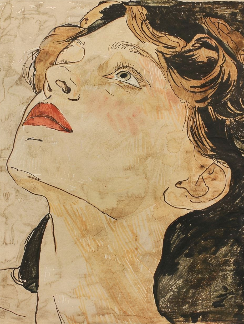Rustic Ink Portrait on Parchment