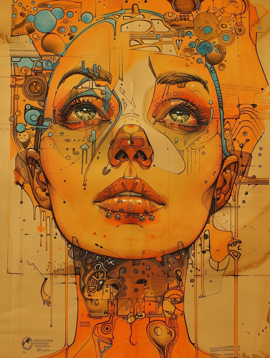 Amber Steampunk Cybernetic Portrait