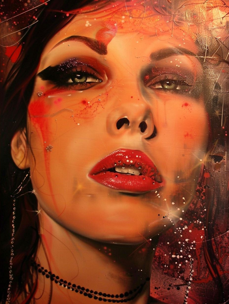 Ethereal Crimson Gaze Portrait