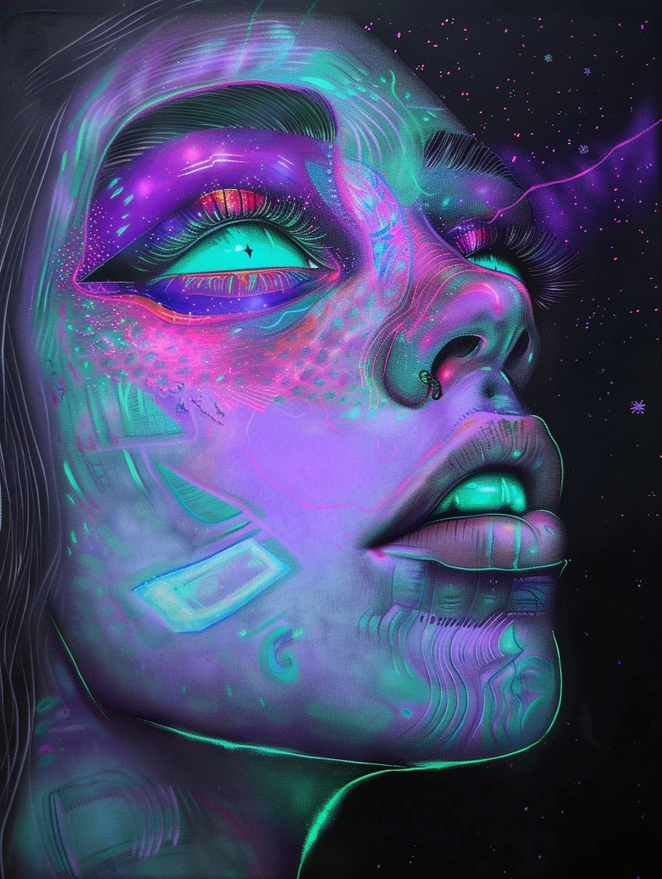 Neon Cybernetic Dream Portrait