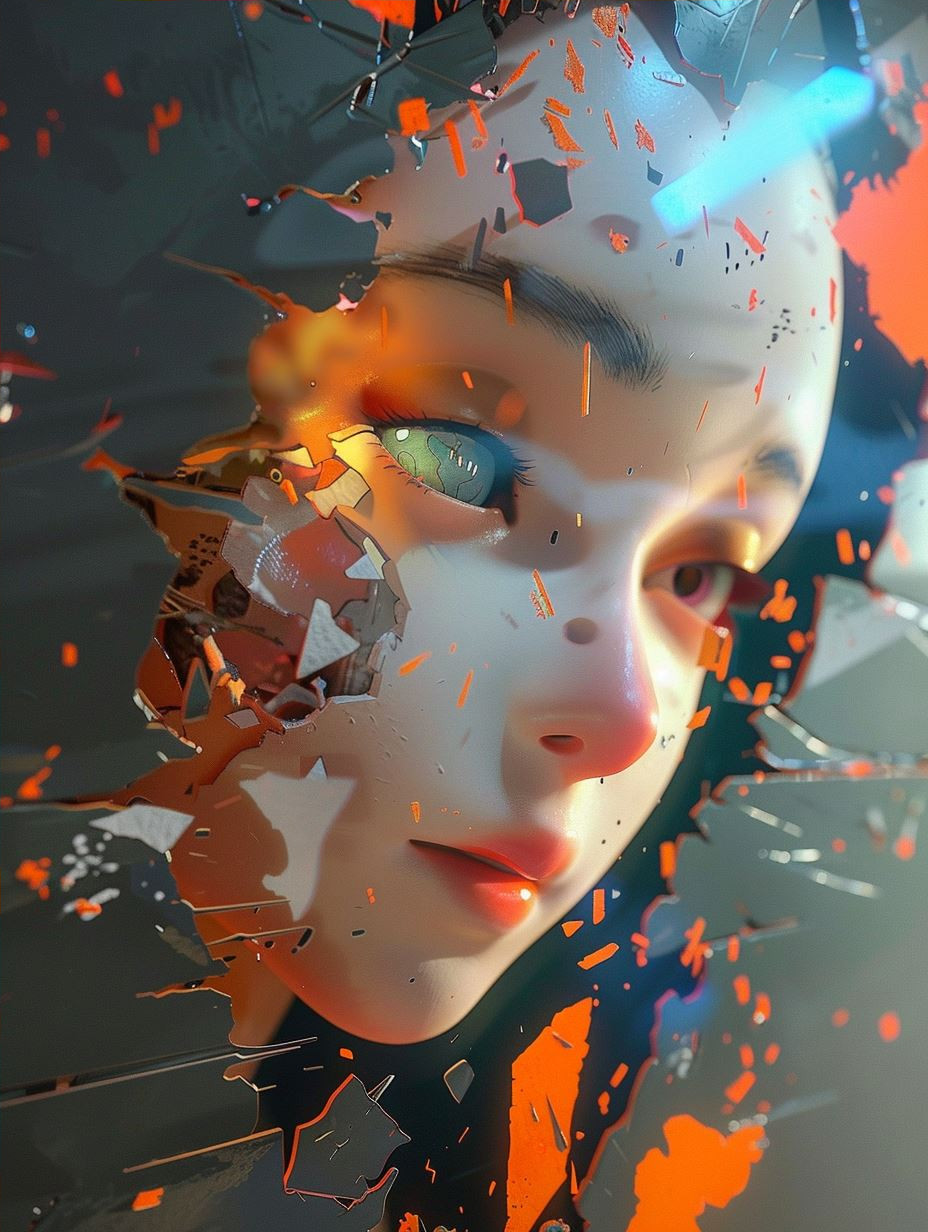 Shattered Glass Digital Portrait