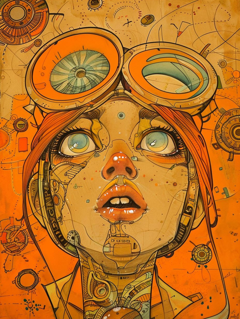 Amber Steampunk Cybernetic Portrait