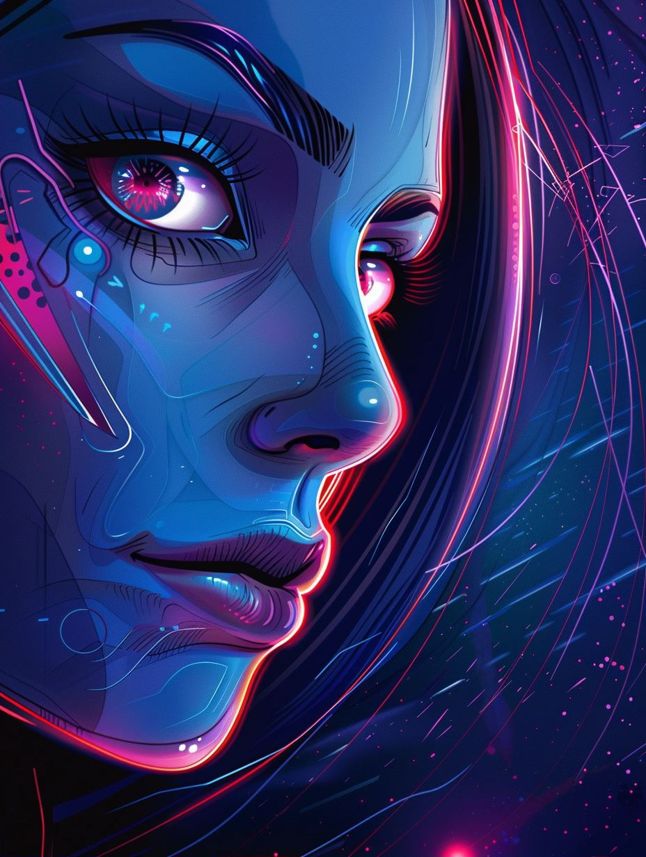 Neon Dreams Ethereal Portrait