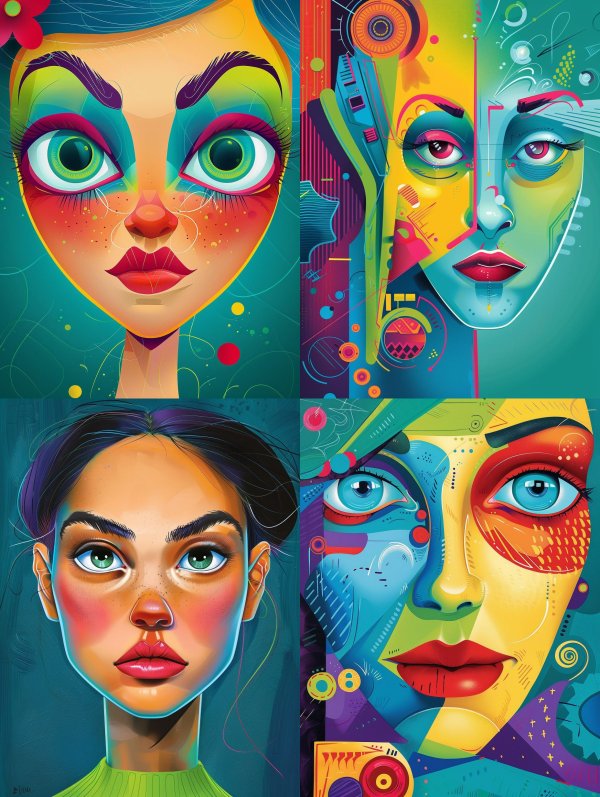 Vibrant Neon Surrealist Portrait