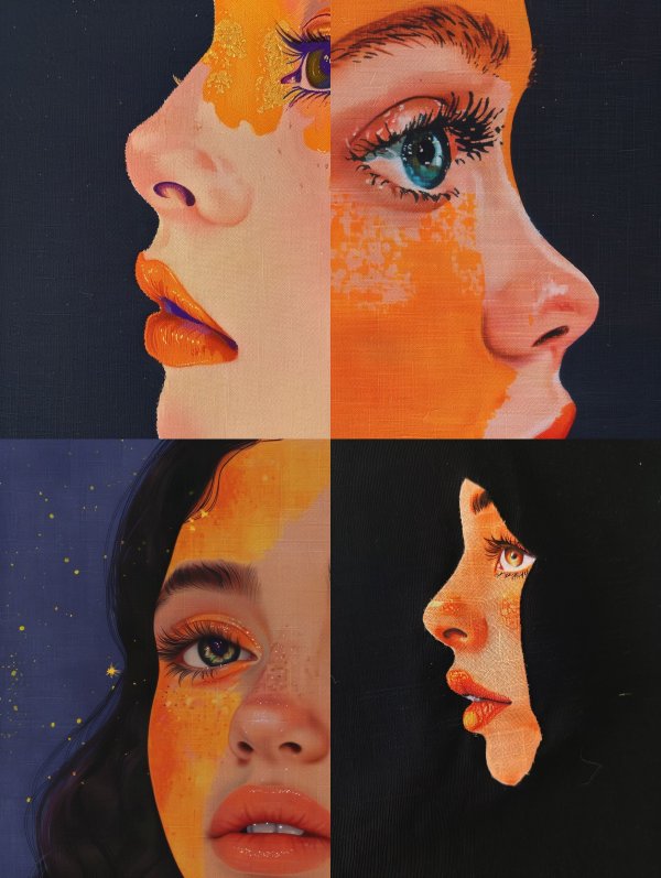 Neon Gilded Portrait Profile