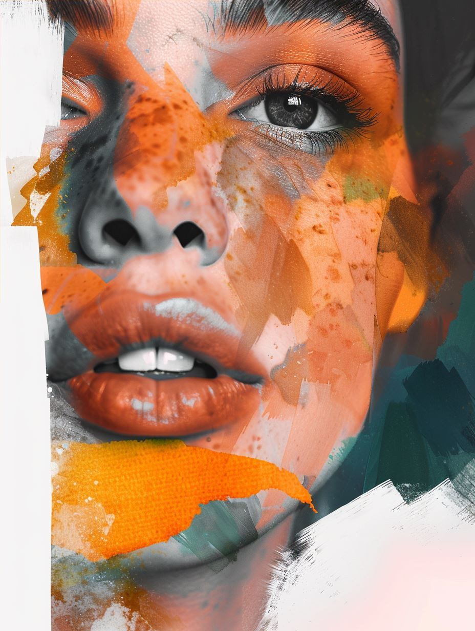 Fragmented Neon Portrait Study