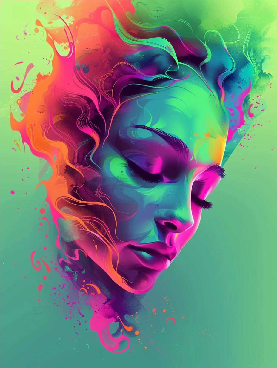 Neon Prism Ethereal Portrait