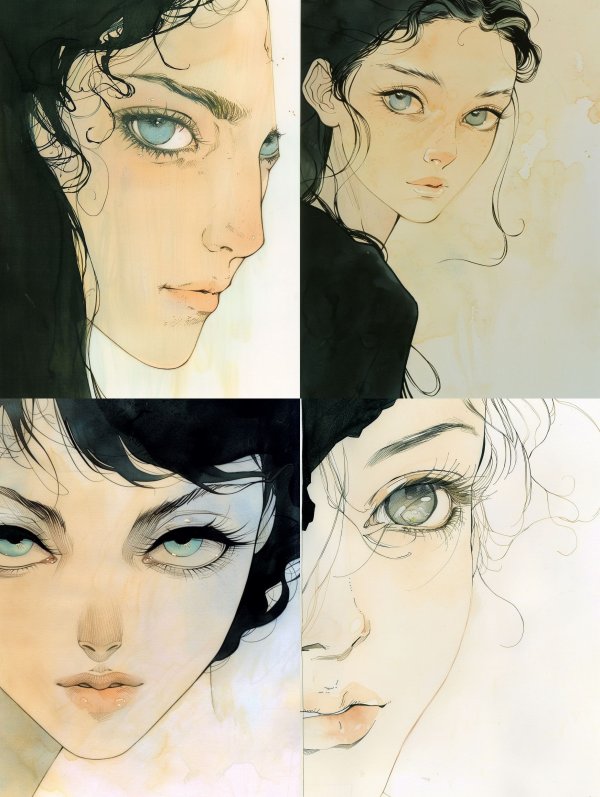 Ethereal Gaze Watercolor Portraits