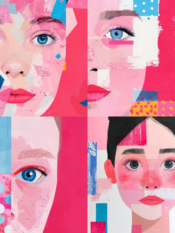 Neon Collage Portrait Art