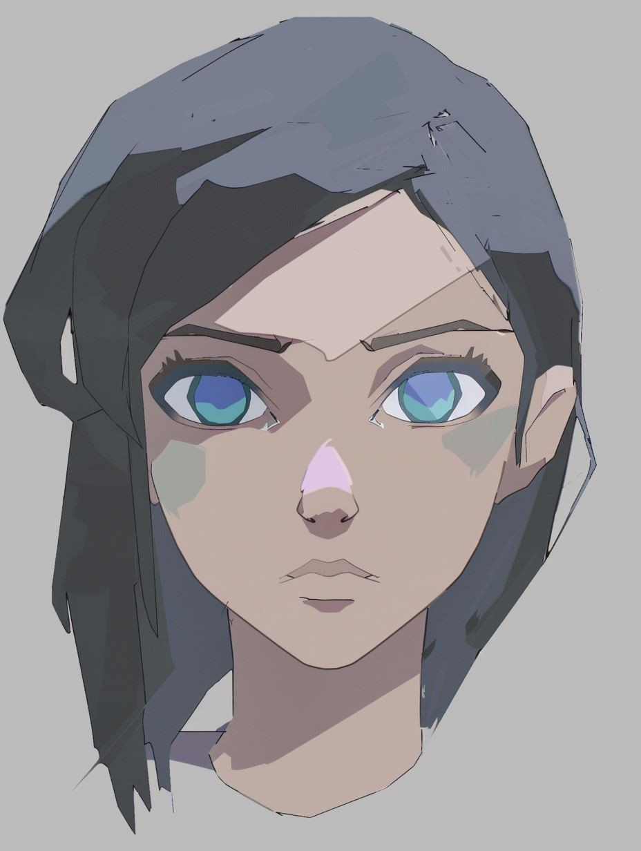 Minimalist Geometric Anime Portrait