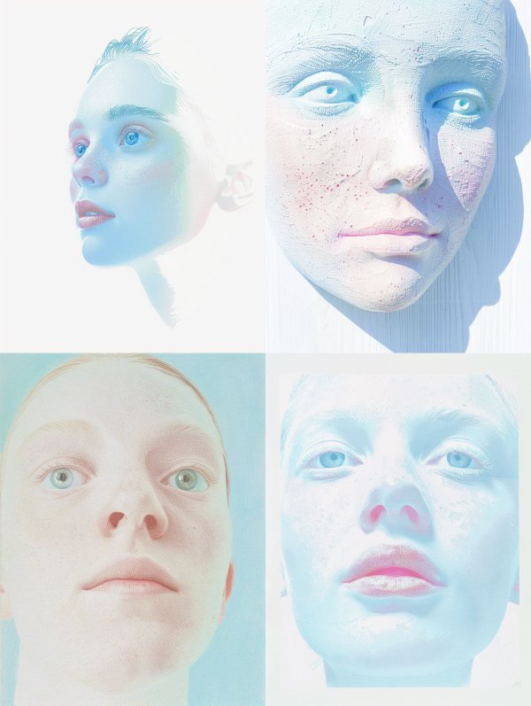 Ethereal Pale Blue Portraits