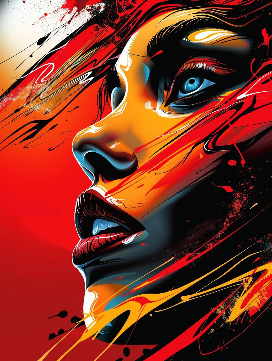 Vibrant Liquid Neon Portrait