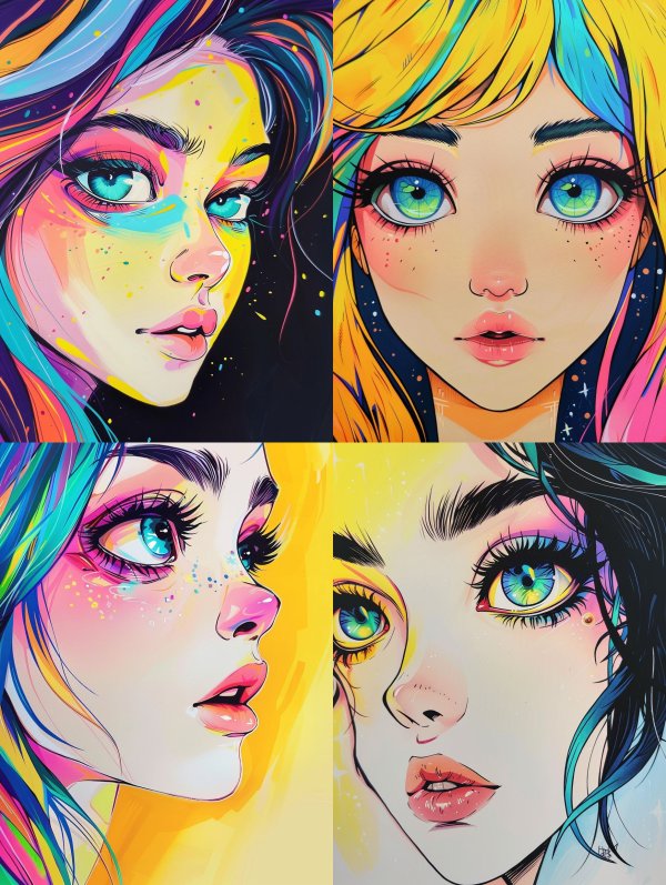 Vibrant Neon Prism Portraits
