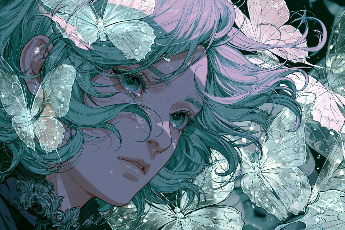 Dark shoujo anime style, [Subject] with delicate features... - alternate