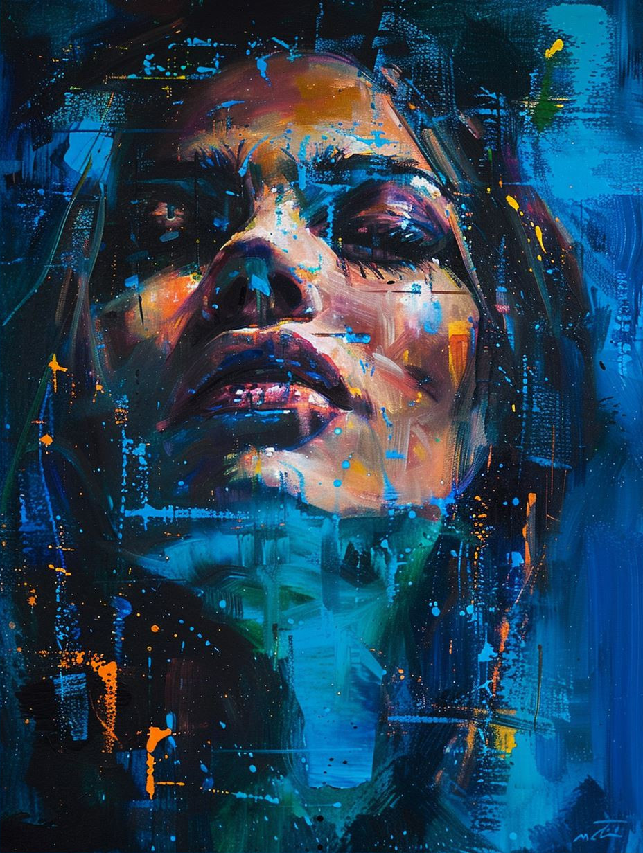 Electric Blue Abstract Portrait