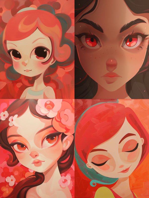Ethereal Crimson Dream Portraits