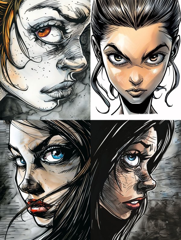 Ink Etched Amber Gaze