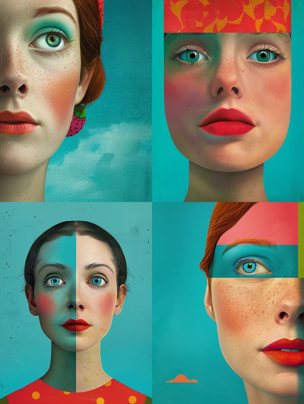 Vibrant Teal Surreal Portrait